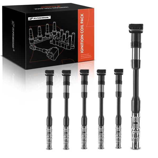 A Set of 6-Pc Ignition Coil 4-Blade Terminal Oval A-Premium IC0115