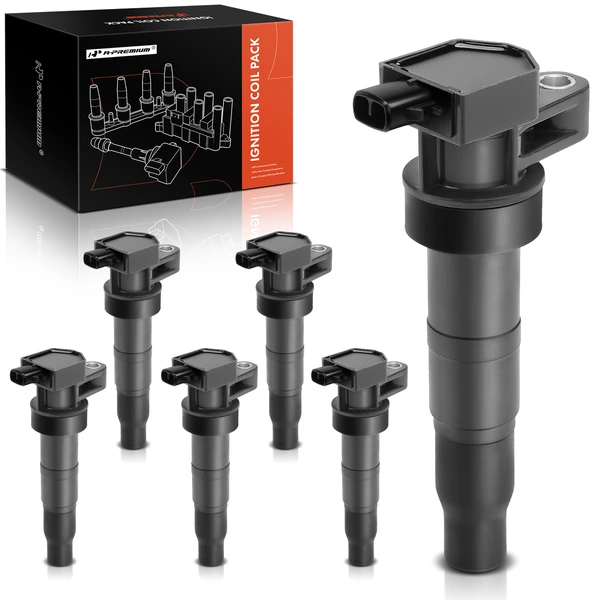A Set of 6-Pc Ignition Coil 2-Blade Terminal Rectangular, Square A-Premium IC0016