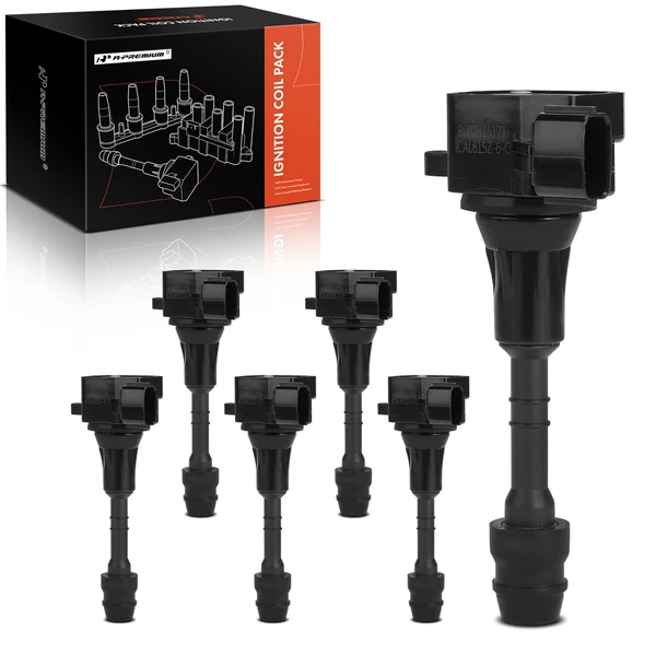 2006-2008 Infiniti M35 A Set of 6-Pc Ignition Coil 3-Pin Terminal Rectangular A-Premium APIC0396