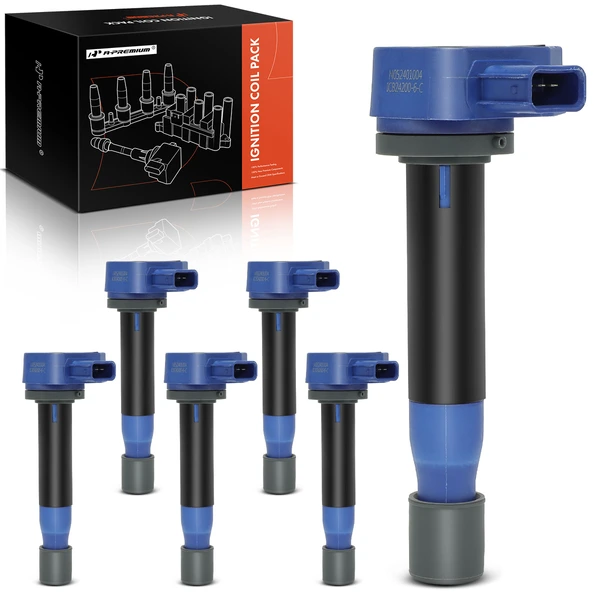 1999-2008 Acura TL A Set of 6-Pc Ignition Coil 3-Blade Terminal Oval A-Premium APIC1167