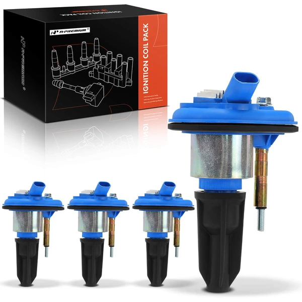 A Set of 4-Pc Ignition Coil 3-Blade Terminal Oval A-Premium APIC1353