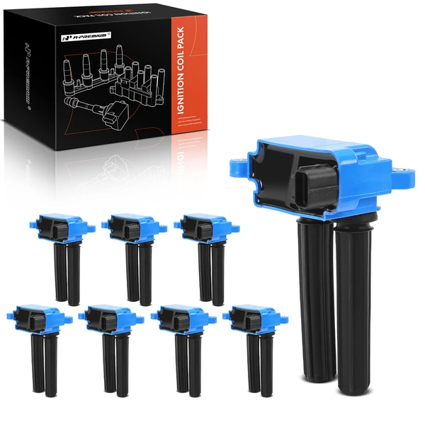 2006-2008 Dodge Magnum A Set of 8-Pc Ignition Coil 3-Blade Terminal Rectangular, Oval A-Premium APIC0986