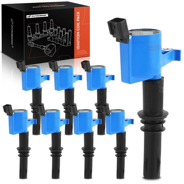 2005-2008 Ford F-350 Super Duty A Set of 8-Pc Ignition Coil 2-Blade Terminal Rectangular A-Premium APIC0987