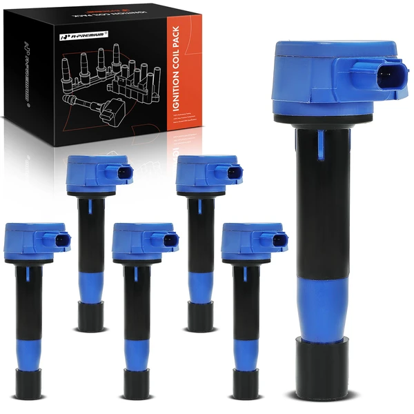 2010-2014 Acura TSX A Set of 6-Pc Ignition Coil 3-Blade Terminal Oval A-Premium APIC1094