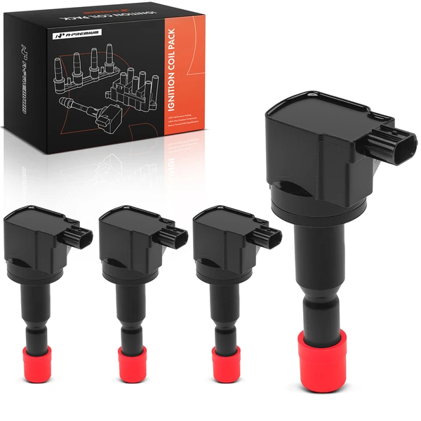 A Set of 4-Pc Ignition Coil 3-Blade Terminal Round, Rectangular A-Premium IC0182