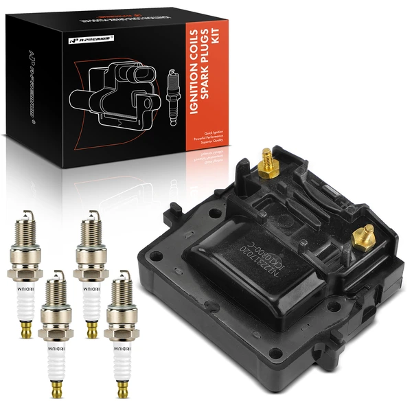 1986-1988 Toyota Corolla Ignition Coil and Spark Plug Kit Set of 5 Iridium & Platinum Series, 2-Screw Terminal A-Premium APIC0944