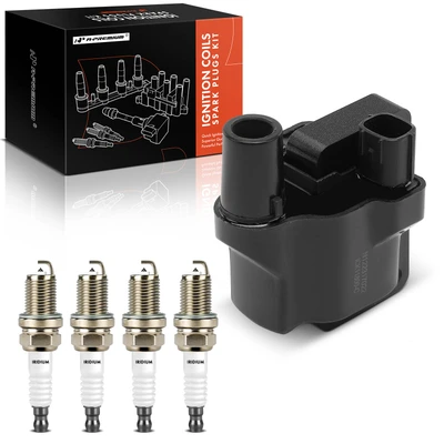 1 Pc Ignition Coil & 4 Pcs IRIDIUM & Platinum Spark Plug Kit