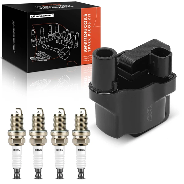 1993-1997 Nissan Altima Ignition Coil and Spark Plug Kit Set of A Set of 5 Iridium & Platinum Series, 2-Pin Terminal A-Premium APIC0892
