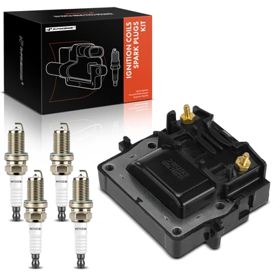 1 Pc Ignition Coil & 4 Pcs IRIDIUM & Platinum Spark Plug Kit