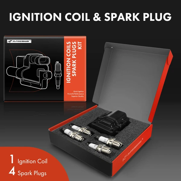Ignition Coil and Spark Plug Kit Set of 5 Iridium & Platinum Series, 2-Screw Terminal A-Premium APIC0945