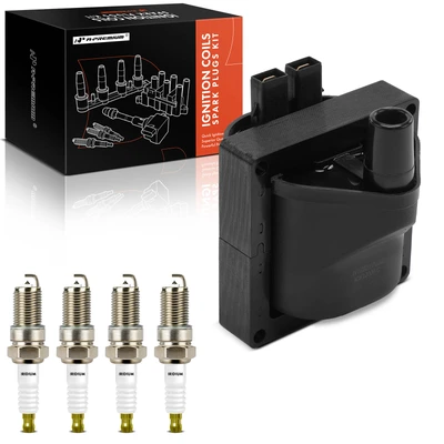 1 Pc Ignition Coil & 4 Pcs IRIDIUM & Platinum Spark Plug Kit