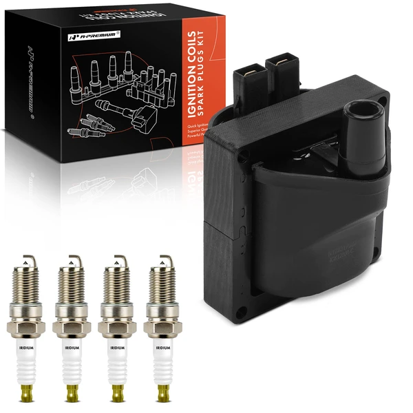 1981-1982 Toyota Celica Ignition Coil and Spark Plug Kit Set of A Set of 5 Iridium Series, 2-Blade Terminal A-Premium APIC0893