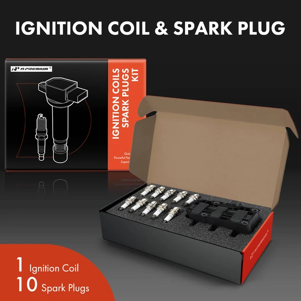 Ignition Coil and Spark Plug Kit Set of 11 Iridium & Platinum Series, 4-Pin Terminal A-Premium APIC0946