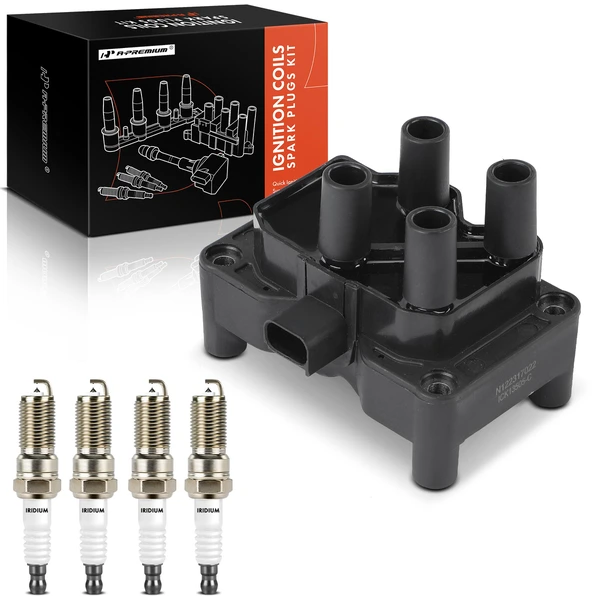 2011-2013 Ford Fiesta Ignition Coil and Spark Plug Kit Set of A Set of 5 Iridium & Platinum Series, 3-Pin Terminal A-Premium APIC0894