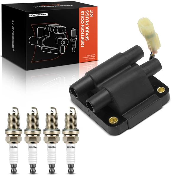 Ignition Coil and Spark Plug Kit Set of 5 Iridium Series, 3-Blade Terminal A-Premium APIC0900