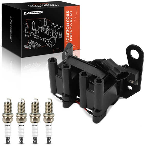 1995-1999 Hyundai Accent Ignition Coil and Spark Plug Kit Set of A Set of 5 Iridium Series, 3-Blade Terminal A-Premium APIC0902