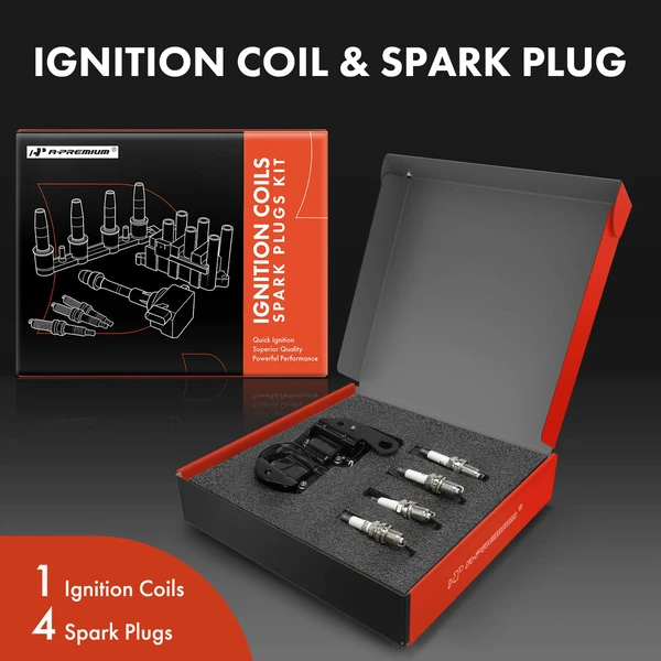 Ignition Coil and Spark Plug Kit Set of A Set of 5 Iridium Series, 3-Blade Terminal A-Premium APIC0902