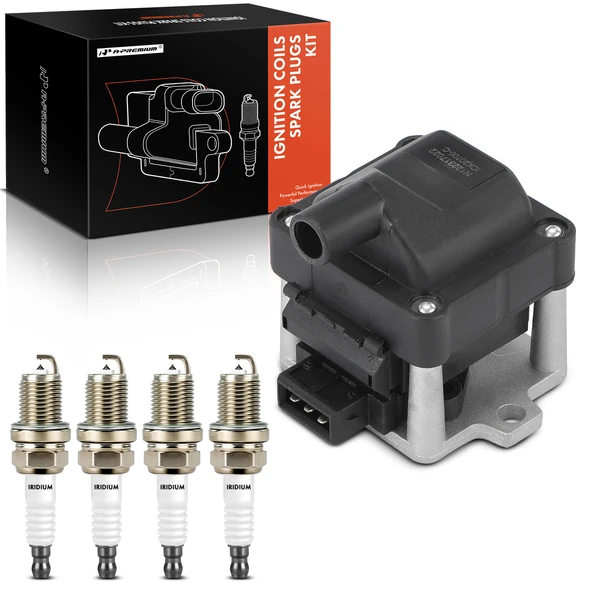 Ignition Coil and Spark Plug Kit Set of 5 Iridium & Platinum Series, 3-Blade Terminal A-Premium APIC0904