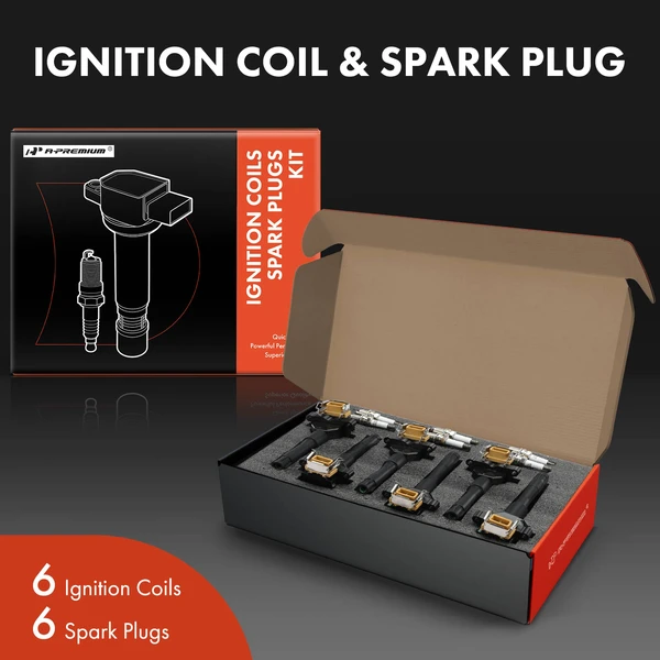 Ignition Coil and Spark Plug Kit Set of 12 Double Iridium Series, 3-Blade Terminal A-Premium APIC0950