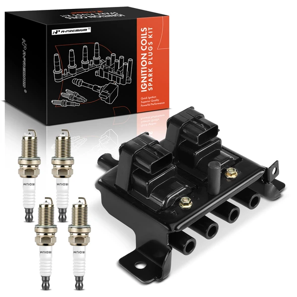 1994-1995 Mazda Miata Ignition Coil and Spark Plug Kit Set of 5 Iridium & Platinum Series, 4-Blade Terminal A-Premium APIC0907