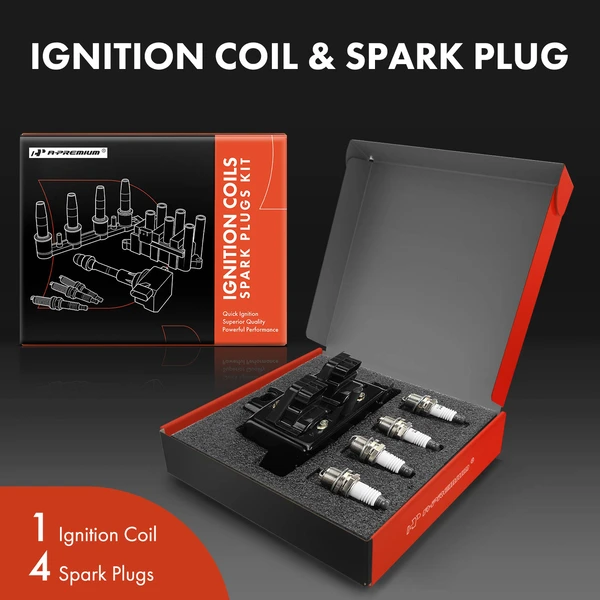 Ignition Coil and Spark Plug Kit Set of 5 Iridium & Platinum Series, 4-Blade Terminal A-Premium APIC0907