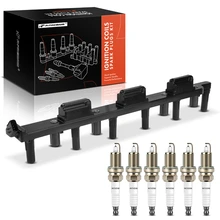 1999 Jeep Grand Cherokee Ignition Coil and Spark Plug Kit Set of 7 Iridium & Platinum Series, 4-Blade Terminal A-Premium APIC0952