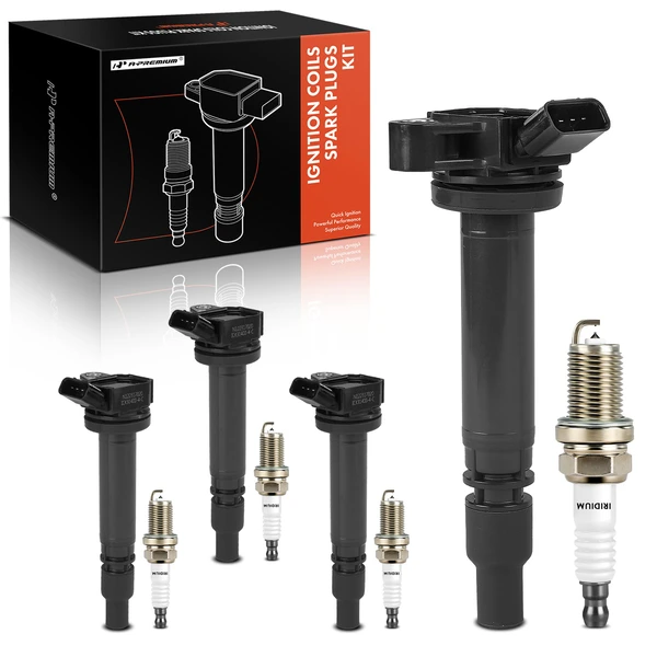 Ignition Coil and Spark Plug Kit Set of A Set of 8 Double Iridium Series, 4-Blade Terminal A-Premium APIC0955