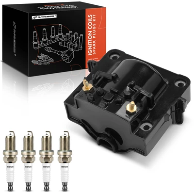 1 Pc Ignition Coil + 4 Pcs IRIDIUM & Platinum Spark Plug Kit