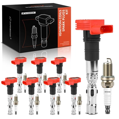 8 Pcs Ignition Coil & 8 Pcs Double Iridium Spark Plug Kit