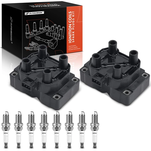 Ignition Coil and Spark Plug Kit Set of A Set of 10 Iridium & Platinum Series, 3-Blade Terminal A-Premium APIC0915