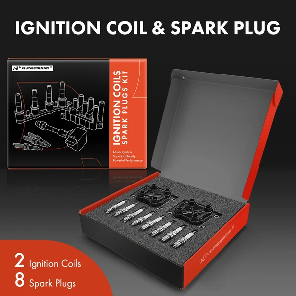Ignition Coil and Spark Plug Kit Set of A Set of 10 Iridium & Platinum Series, 3-Blade Terminal A-Premium APIC0915