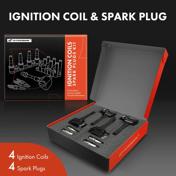 Ignition Coil and Spark Plug Kit Set of A Set of 8 Iridium & Platinum Series, 3-Blade Terminal A-Premium APIC0917
