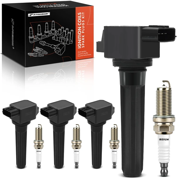 Ignition Coil and Spark Plug Kit Set of 8 Iridium Series, 4-Blade Terminal A-Premium APIC0921
