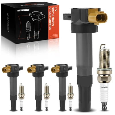 4 Pcs Ignition Coil & 4 Pcs IRIDIUM & Platinum Spark Plug Kit