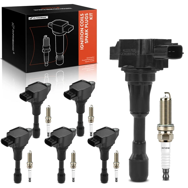 2009-2021 2023 Nissan GT-R Ignition Coil and Spark Plug Kit Set of A Set of 12 Double Iridium Series, 3-Blade Terminal A-Premium APIC0969