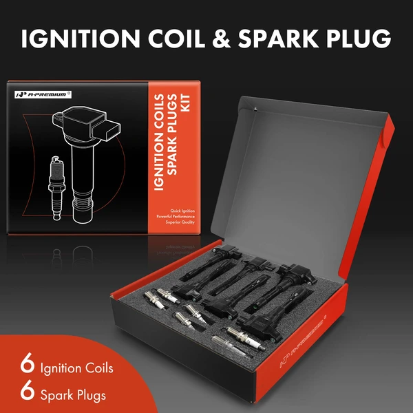Ignition Coil and Spark Plug Kit Set of A Set of 12 Double Iridium Series, 3-Blade Terminal A-Premium APIC0969