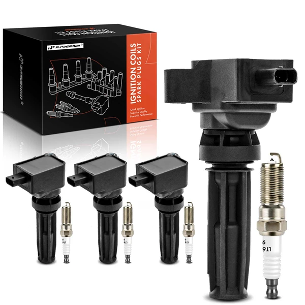 Ignition Coil and Spark Plug Kit Set of A Set of 8 Iridium & Platinum Series, 3-Pin Terminal A-Premium APIC0929