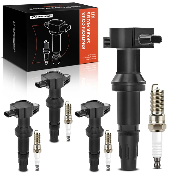 Ignition Coil and Spark Plug Kit Set of A Set of 8 Iridium Series, 2-Pin Terminal A-Premium APIC0890