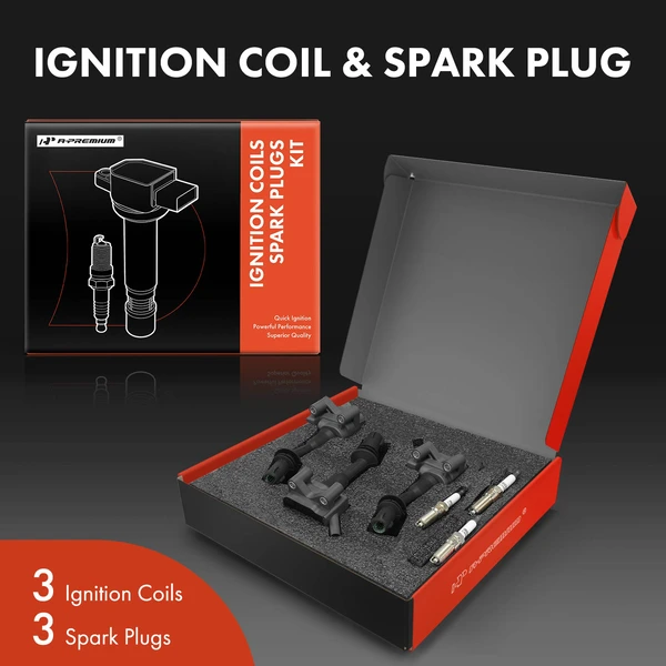 Ignition Coil and Spark Plug Kit Set of 6 Iridium Series, 4-Pin Terminal A-Premium APIC0891