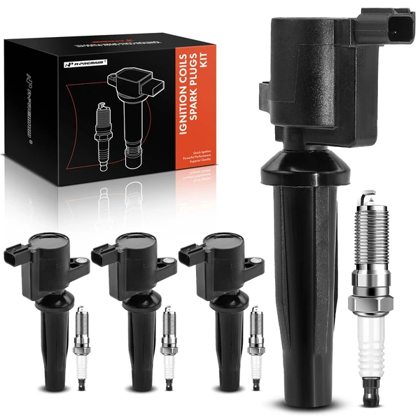 2019-2020 Ford SSV Plug-In Hybrid Ignition Coil and Spark Plug Kit Set of 8 Iridium Series, 2-Blade Terminal A-Premium APIC0832