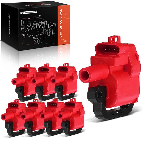 1999-2000 Chevrolet C6500 Kodiak A Set of 8-Pc Ignition Coil 4-Pin Terminal Oval A-Premium APIC1030
