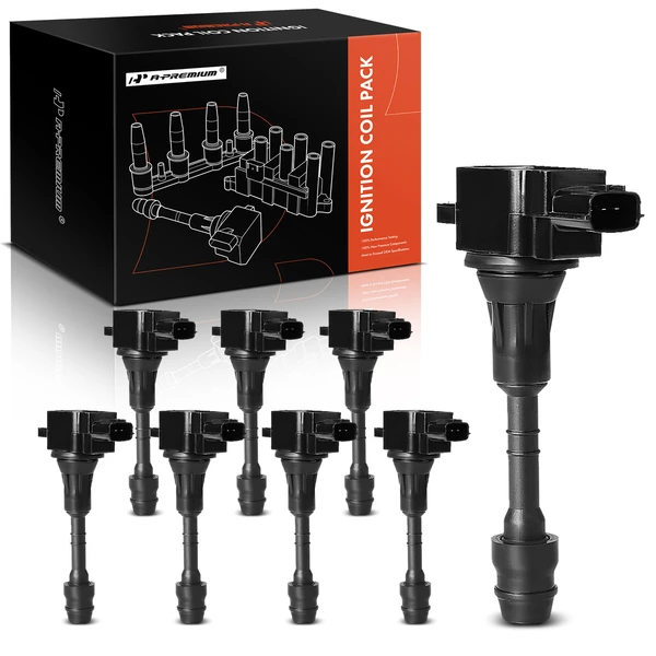 A Set of 8-Pc Ignition Coil 3-Blade Terminal Rectangular A-Premium IC0192