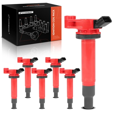 6 Pcs Red Ignition Coils