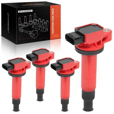 4 Pcs Red Ignition Coils