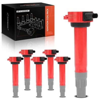 6 Pcs Red Ignition Coils
