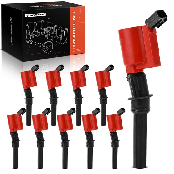 2003-2005 Ford E-350 Club Wagon A Set of 10-Pc Ignition Coil 2-Blade Terminal Rectangular A-Premium APIC1046