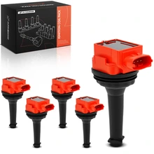 2004-2009 2012-2016 Volvo S60 5pc Ignition Coil 4-Blade Terminal Rectangular, Oval A-Premium APIC1449
