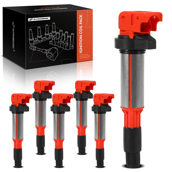 2004-2012 2018 Rolls-Royce Phantom A Set of 6-Pc Ignition Coil 3-Blade Terminal Triangle A-Premium APIC1136