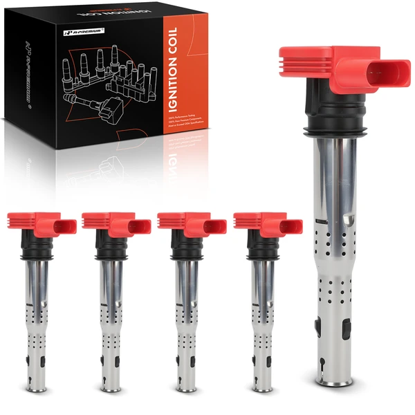 2007-2014 Lamborghini Gallardo A Set of 5-Pc Ignition Coil 4-Blade Terminal Oval A-Premium APIC1596