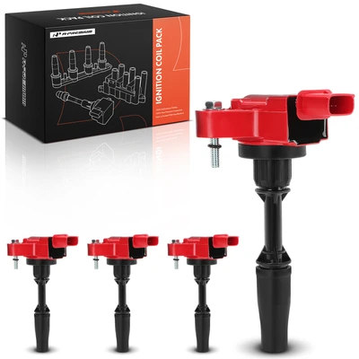 4 Pcs Red Ignition Coil